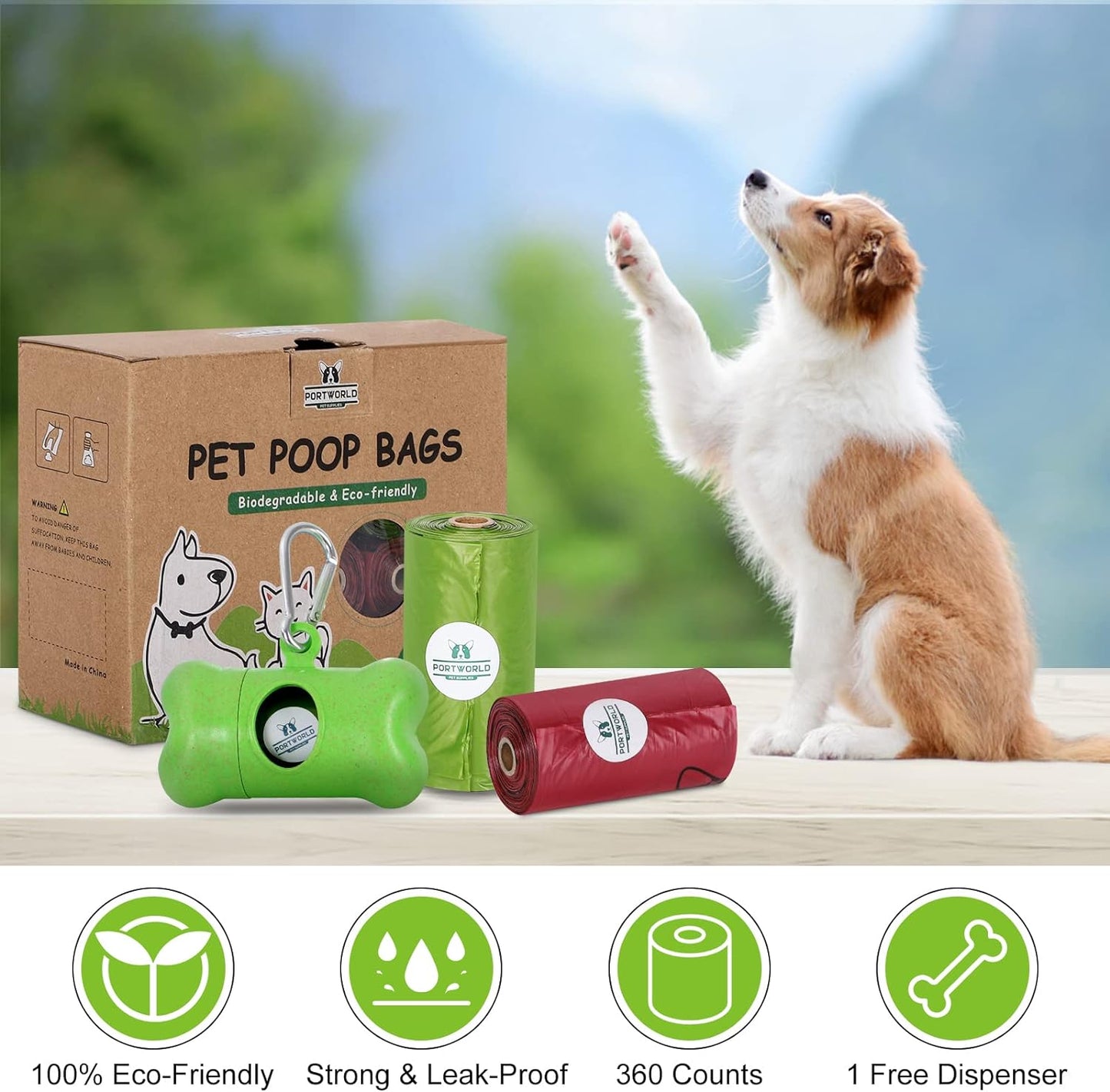 Dog Poop Bag (360 Count), Dogs Bags for Poop, 9X13 Inches Leak-Proof Dog Waste Bags Refills Rolls with 1 Holder (Unscented)