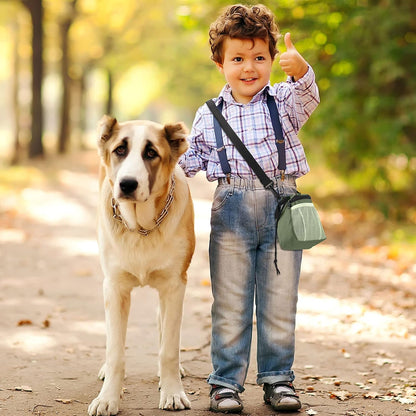 Dog Clicker Training Kit, 1 Dog Treat Training Pouch and 2 Pieces Pet Training Clicker with Wrist Strap, Built in Poop Bag Dispenser Easily Carrying Pet Toys Treats (Army Green,Solid Pattern)