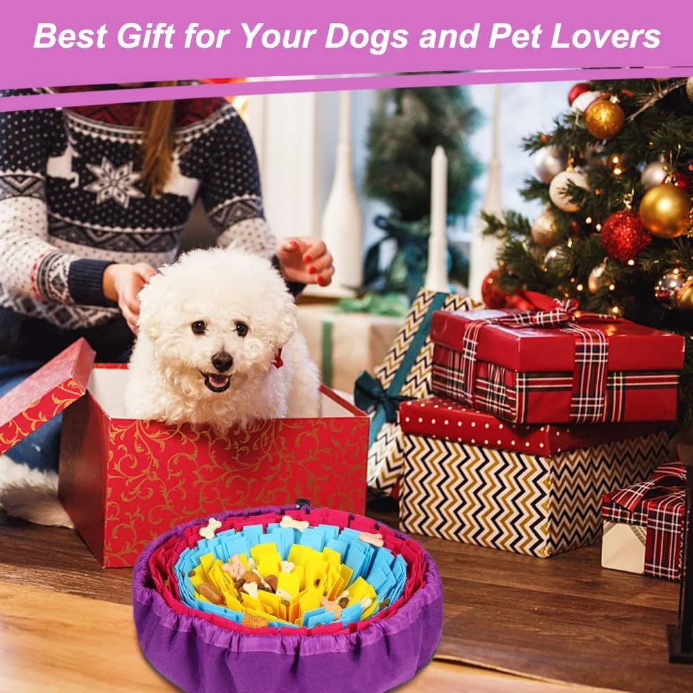 Snuffle Mat for All Breeds Dogs, Interactive Washable Foraging Mat for Slow Eating and Mental Stimulation (Yellow Blue Purple)