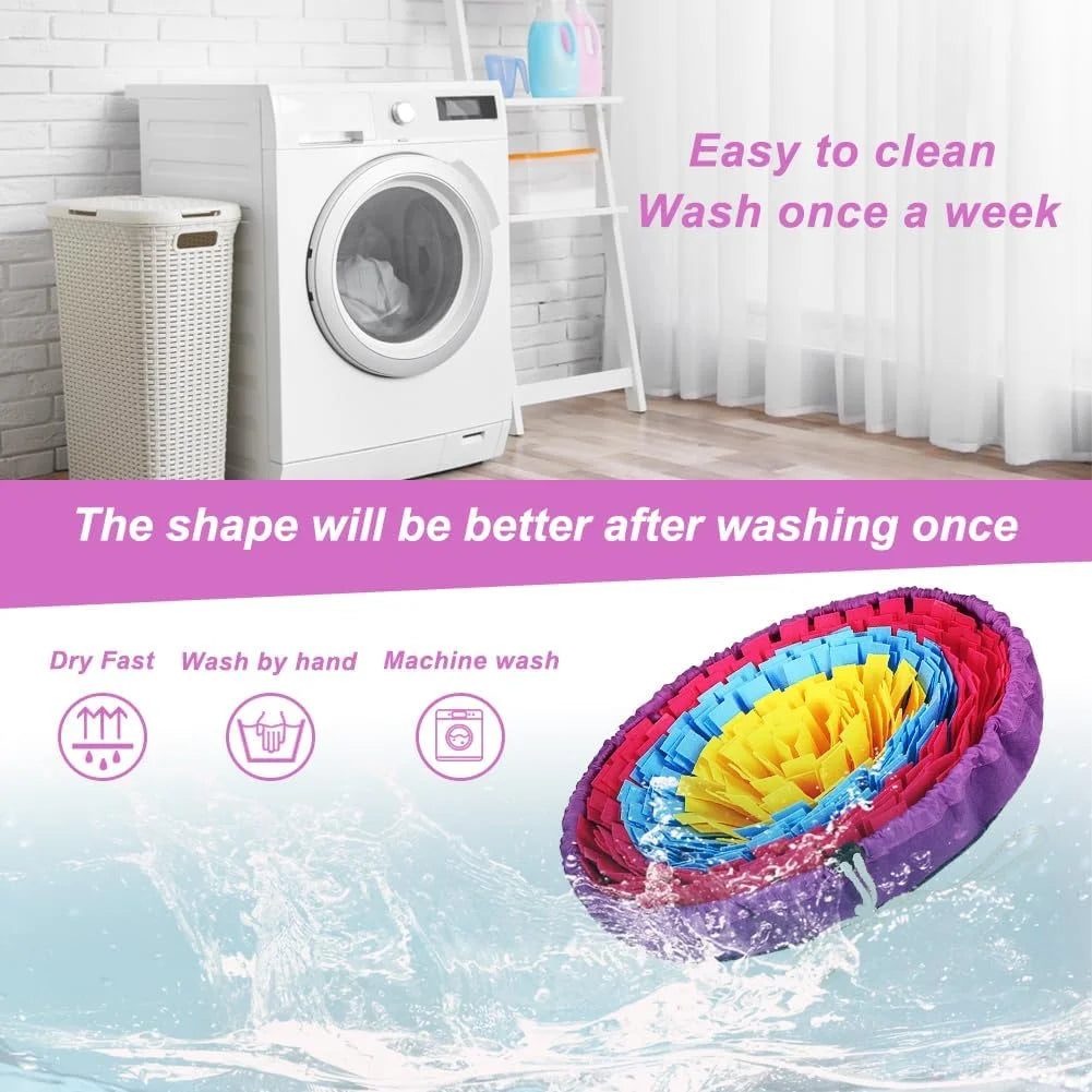 Snuffle Mat for All Breeds Dogs, Interactive Washable Foraging Mat for Slow Eating and Mental Stimulation (Yellow Blue Purple)