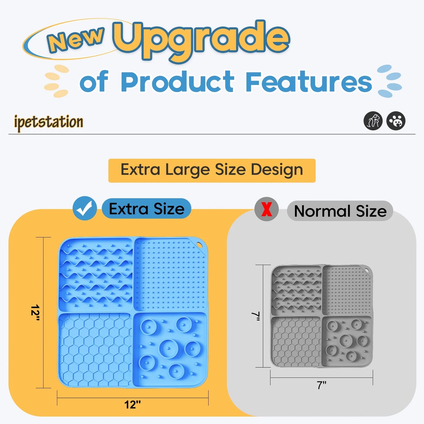 Slow Feeder Mat for Dogs and Cats，Large Lick Mat Slow Feeder for Anxiety Relief Dog Toys Feeding Mat for Butter Yogurt Peanut, Pets Supplies Bathing Grooming Training, Blue