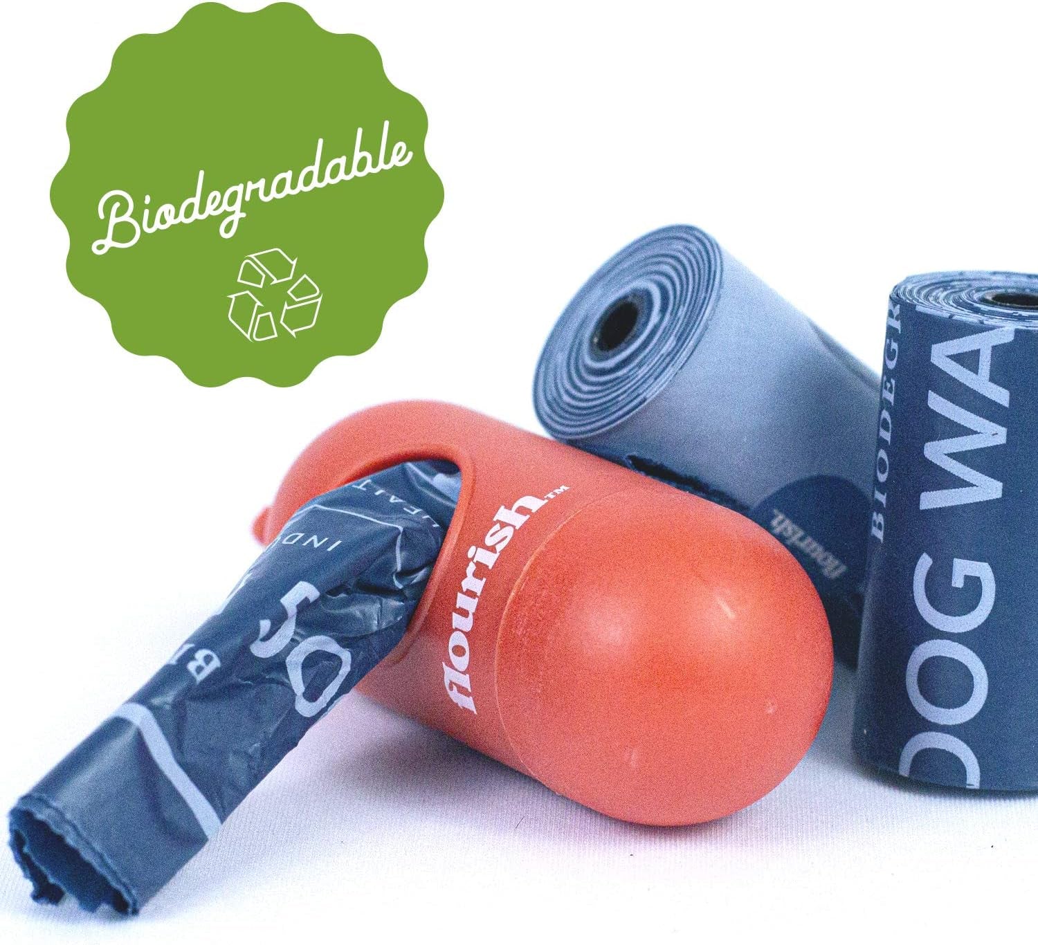 Dog Waste Poop Bags | Biodegradable & Environmentally Friendly | 1 MIL Thickness, Twice as Strong | Leak-Proof Industrial Strength | Includes Dispenser + 6 Rolls