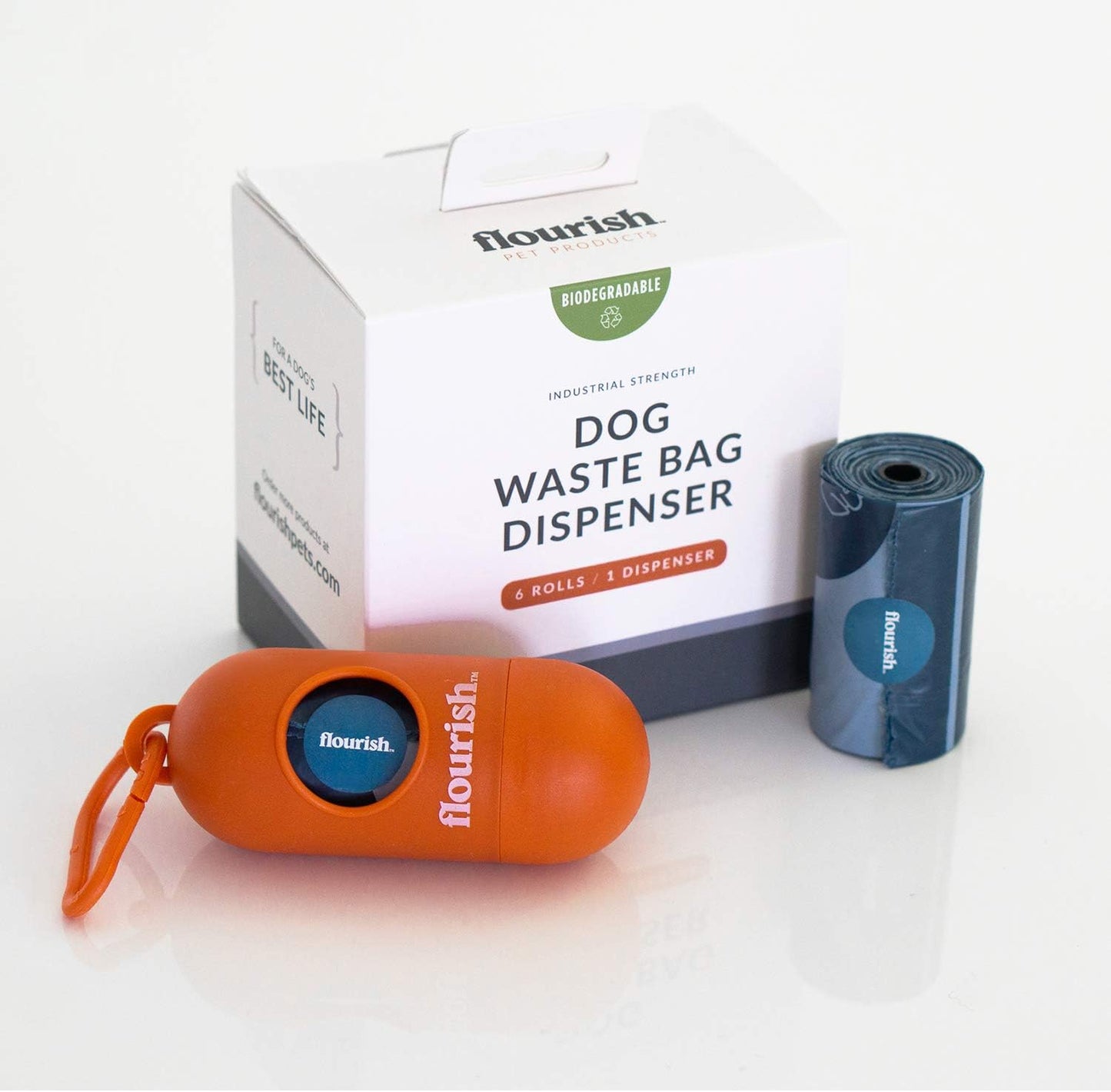 Dog Waste Poop Bags | Biodegradable & Environmentally Friendly | 1 MIL Thickness, Twice as Strong | Leak-Proof Industrial Strength | Includes Dispenser + 6 Rolls