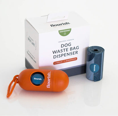 Dog Waste Poop Bags | Biodegradable & Environmentally Friendly | 1 MIL Thickness, Twice as Strong | Leak-Proof Industrial Strength | Includes Dispenser + 6 Rolls