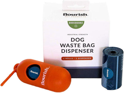 Dog Waste Poop Bags | Biodegradable & Environmentally Friendly | 1 MIL Thickness, Twice as Strong | Leak-Proof Industrial Strength | Includes Dispenser + 6 Rolls