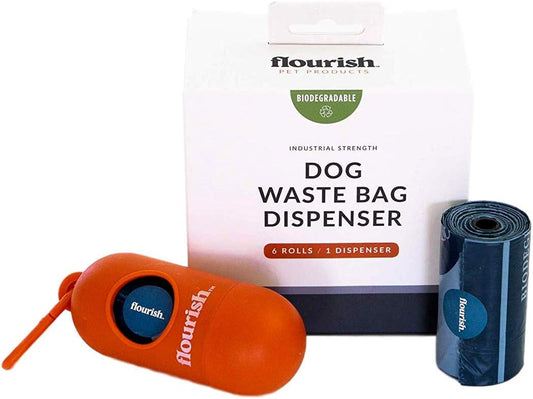 Dog Waste Poop Bags | Biodegradable & Environmentally Friendly | 1 MIL Thickness, Twice as Strong | Leak-Proof Industrial Strength | Includes Dispenser + 6 Rolls