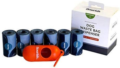 Dog Waste Poop Bags | Biodegradable & Environmentally Friendly | 1 MIL Thickness, Twice as Strong | Leak-Proof Industrial Strength | Includes Dispenser + 6 Rolls