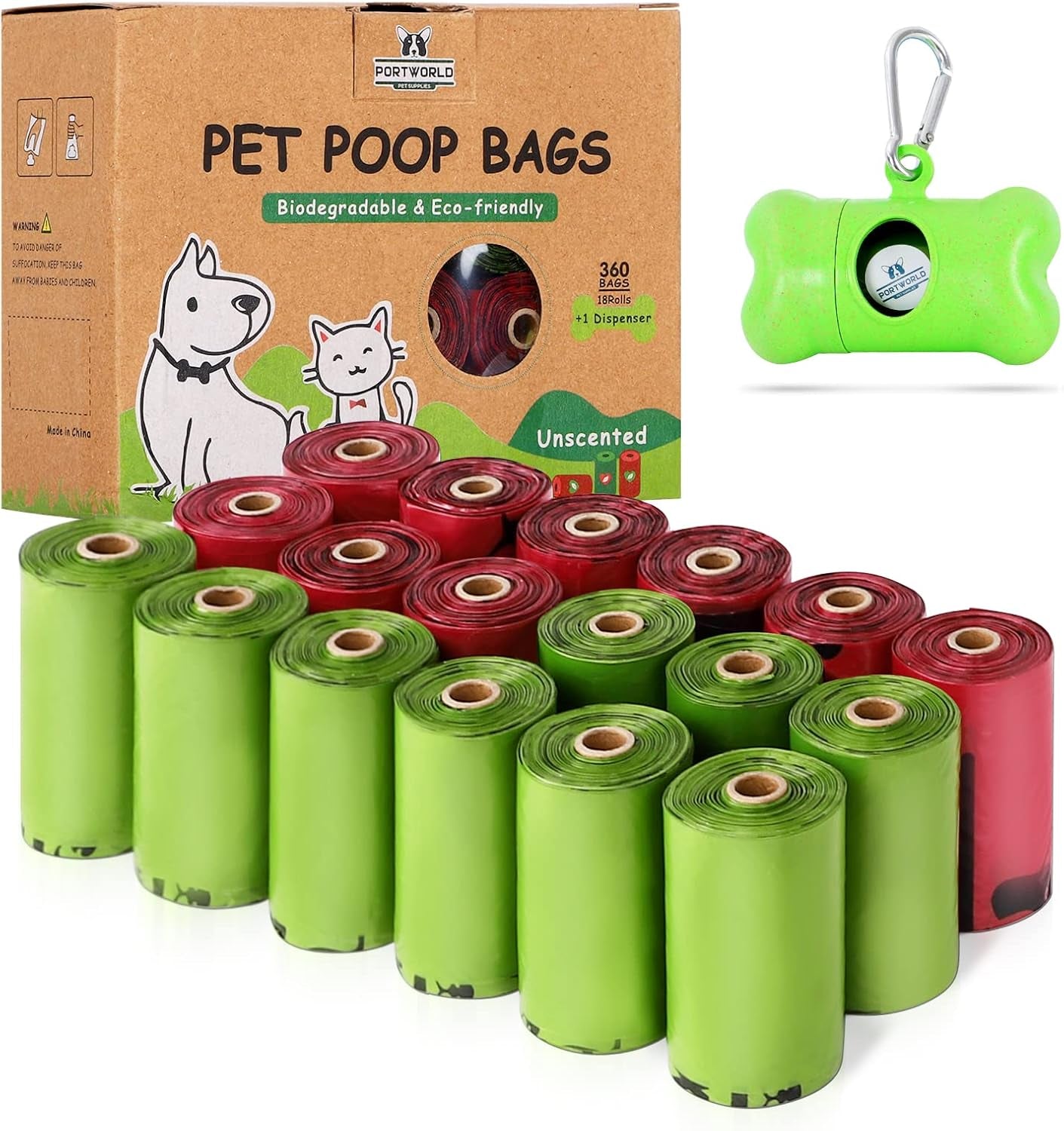 Dog Poop Bag (360 Count), Dogs Bags for Poop, 9X13 Inches Leak-Proof Dog Waste Bags Refills Rolls with 1 Holder (Unscented)