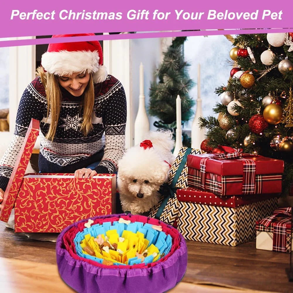 Snuffle Mat for All Breeds Dogs, Interactive Washable Foraging Mat for Slow Eating and Mental Stimulation (Yellow Blue Purple)