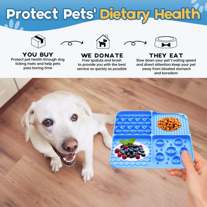 Slow Feeder Mat for Dogs and Cats，Large Lick Mat Slow Feeder for Anxiety Relief Dog Toys Feeding Mat for Butter Yogurt Peanut, Pets Supplies Bathing Grooming Training, Blue