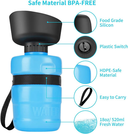 Dog Water Bottle, Portable Dog Water Bowl Dispenser Puppy Travel Water Bowl, Pet Water Bottle for Thirsty Dogs Outdoor Walking, Hiking, Travel, Leak Proof & BPA Free-Safe Hydration